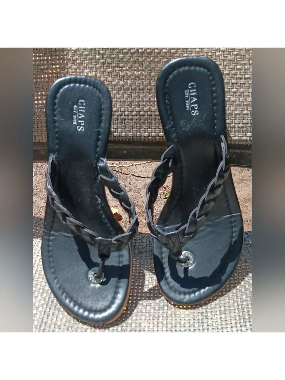 Chaps Black Braided Sandals Women's Size 7